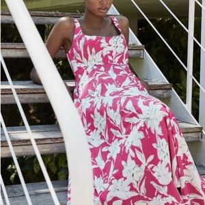 Zara Pink and White Floral Poplin Dress